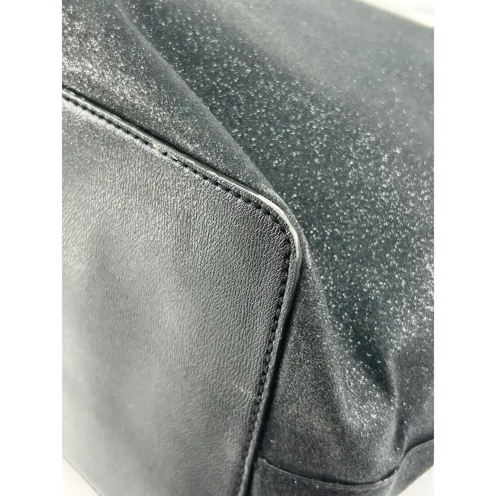 Kate Spade Large Black Glitter Tote Shoulder Bag‎ Full Zip Double Strap